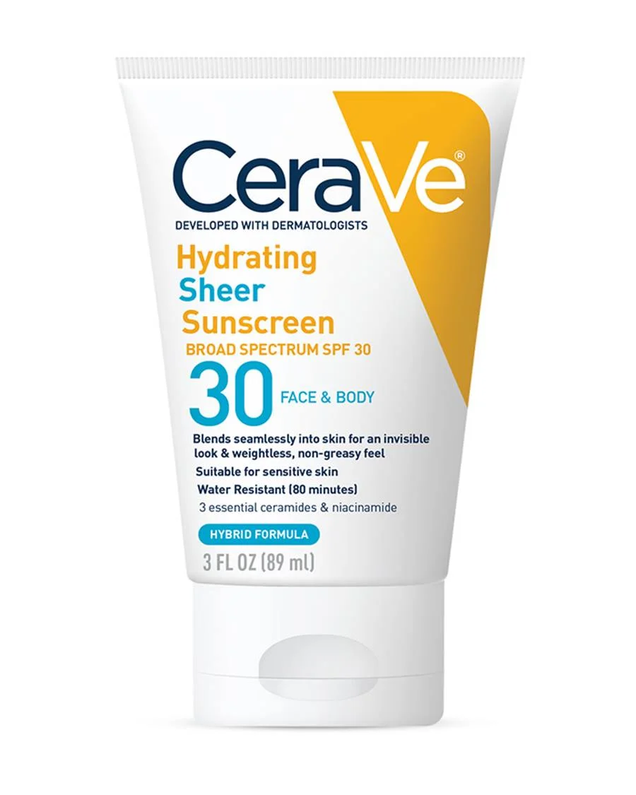 Hydrating Sheer Sunscreen Broad Spectrum SPF 30 for Face & Body by CeraVe