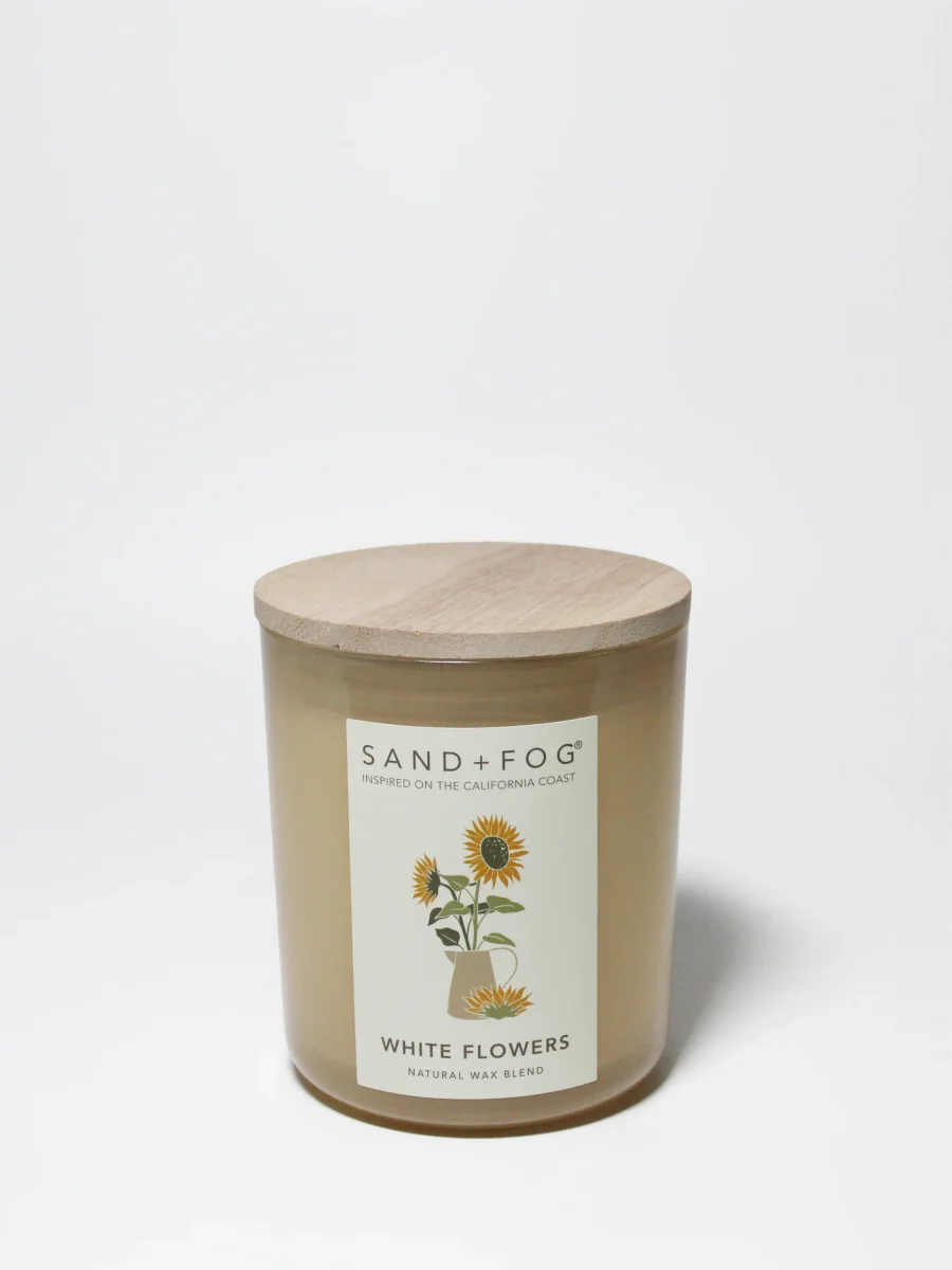 White Flowers Candle by Sand + Fog