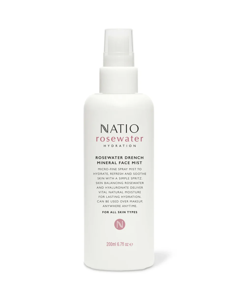 Rosewater Hydration Drench Mineral Face Mist by Natio