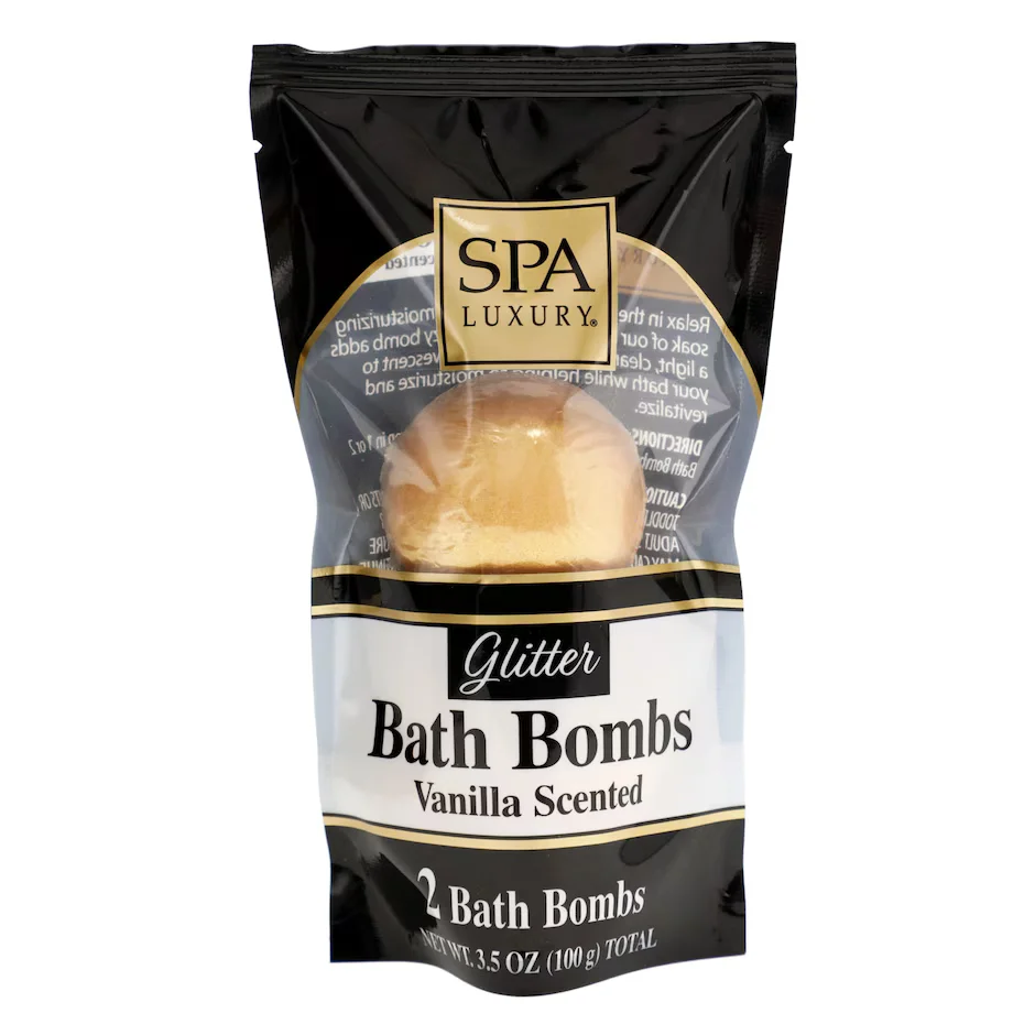 Glitter Bath Bombs Vanilla Scented by Spa Luxury