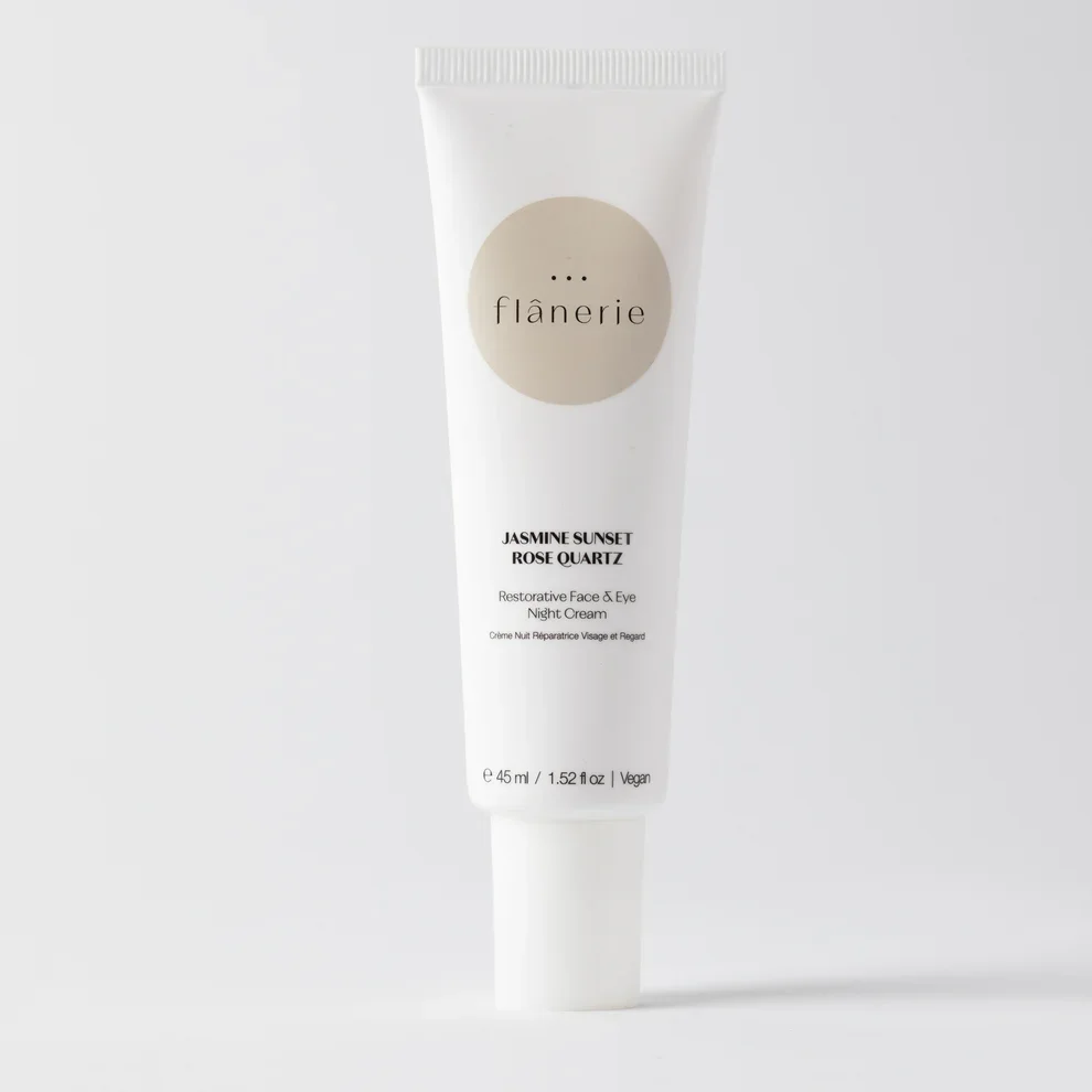 Jasmine Sunset Rose Quartz Restorative Face & Eye Night Cream by Flânerie Skincare