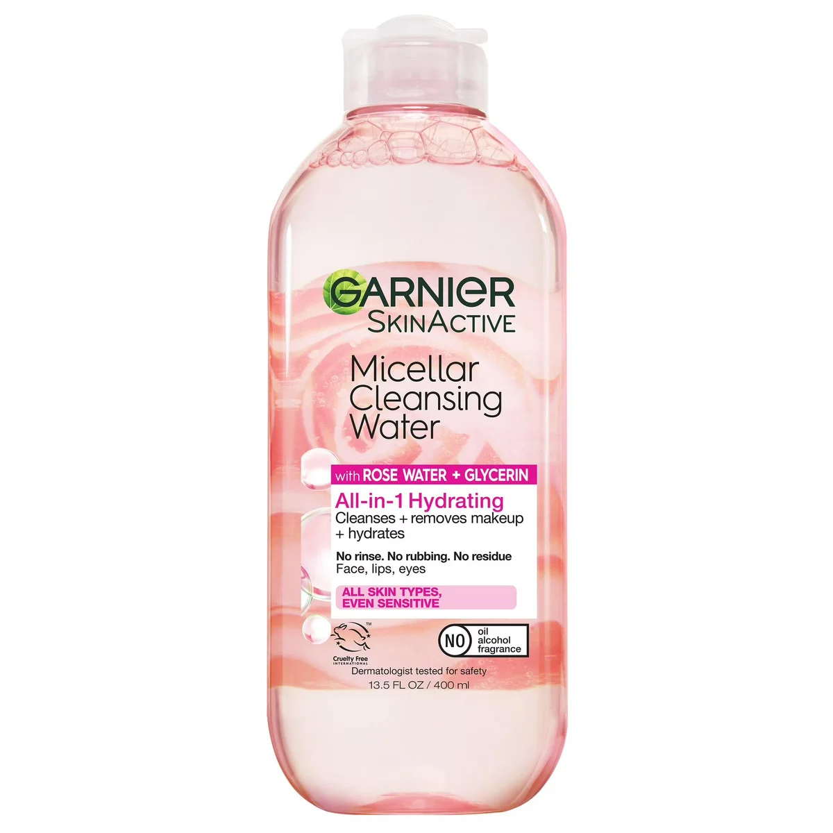 SkinActive All-In-1 Hydrating Micellar Cleansing Water with Rose Water + Glycerin by Garnier