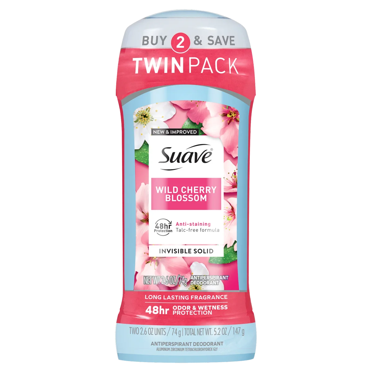 Wild Cherry Blossom Invisible Solid Antiperspirant Deodorant Stick by Suave