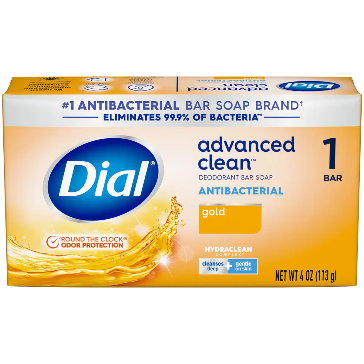 Advanced Clean Antibacterial Gold Bar Soap by Dial