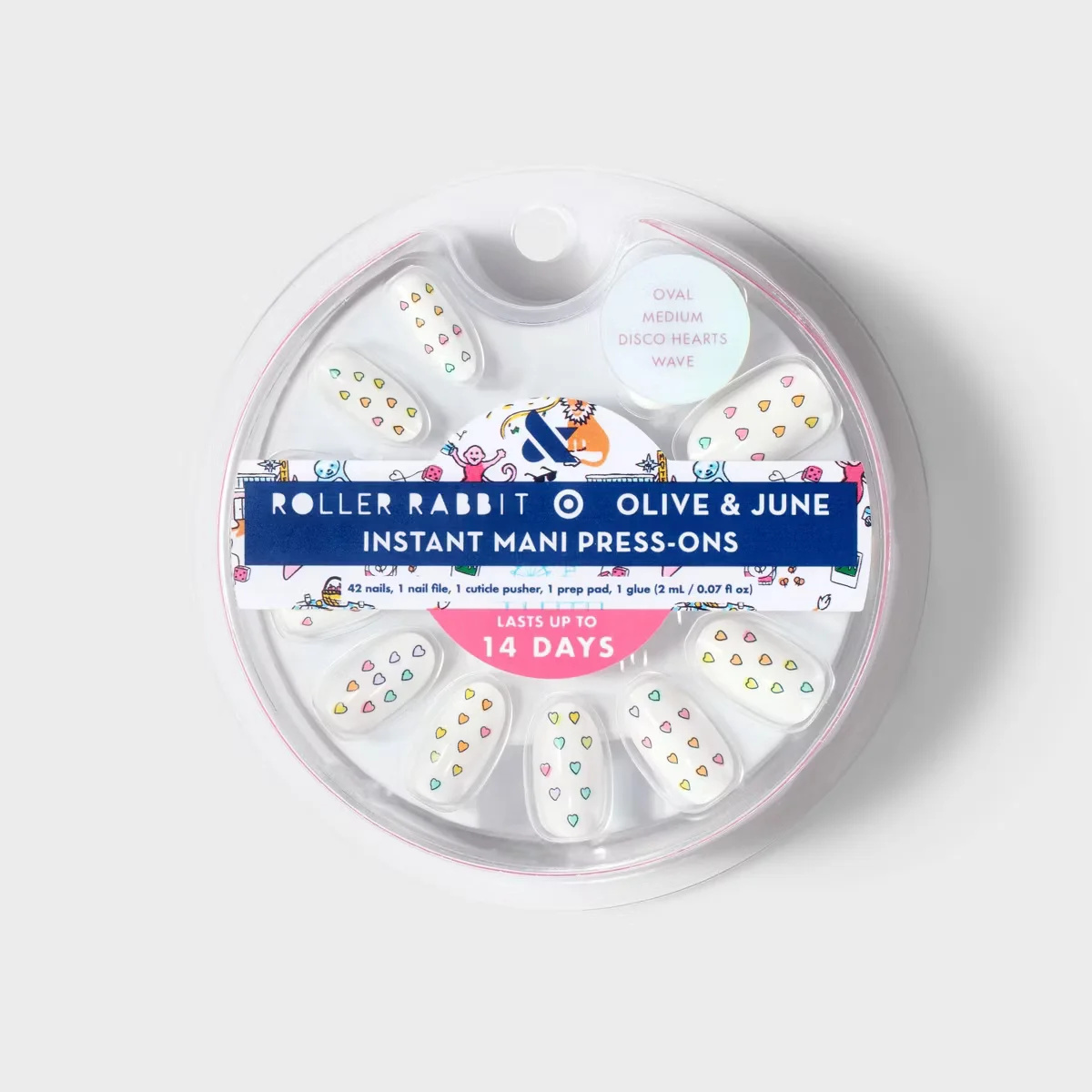 Roller Rabbit x Target Disco Hearts Wave Oval Medium Instant Mani Press-Ons by Olive and June