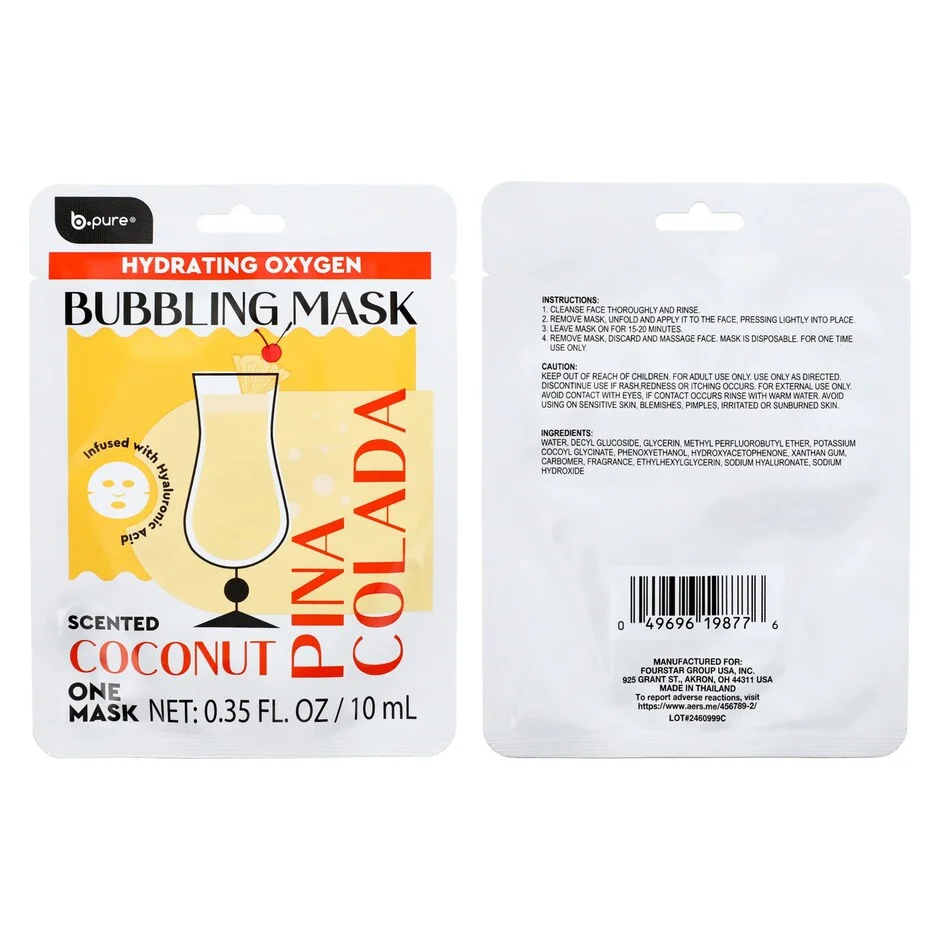 Coconut Pina Colada Hydrating Oxygen Bubbling Mask by b pure