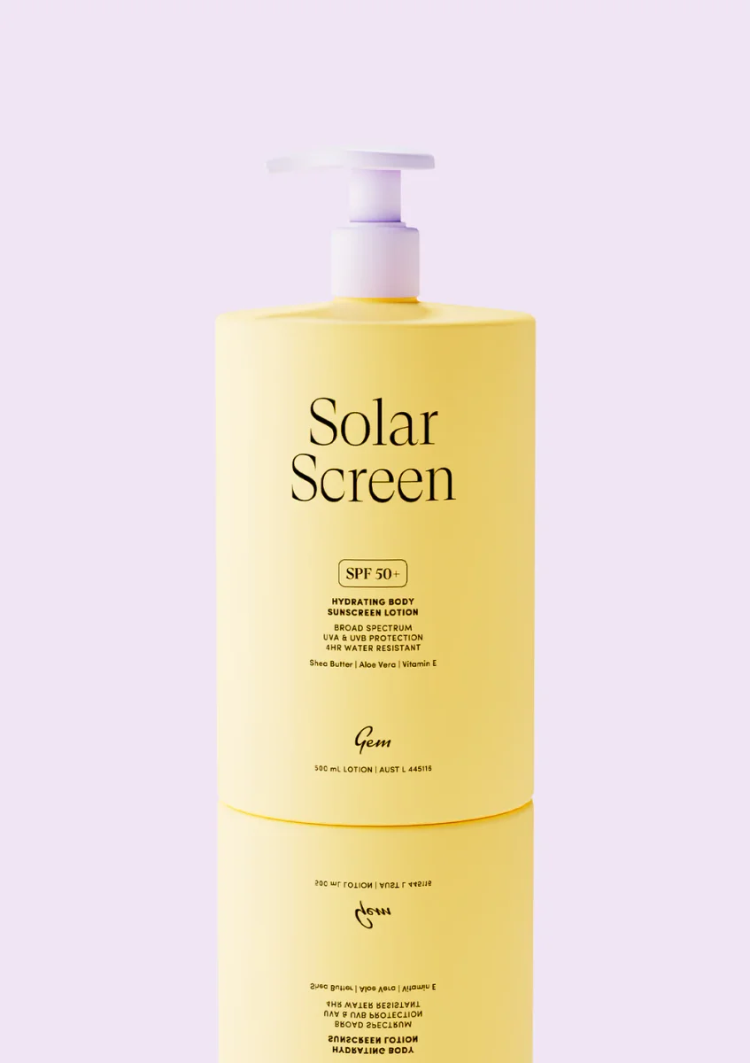 Solar Screen SPF 50+ Hydrating Body Sunscreen Lotion by Gem