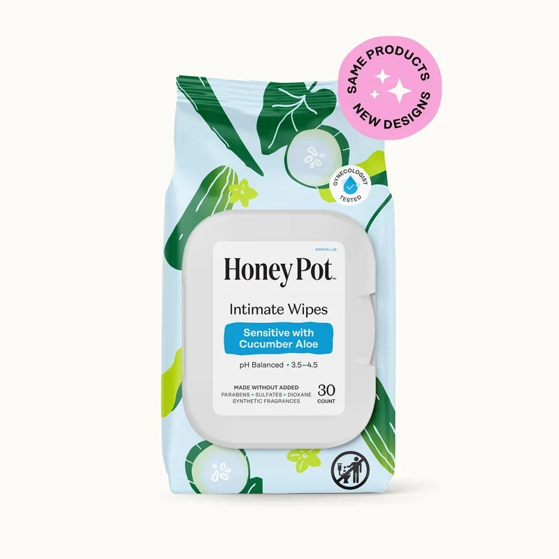 Sensitive with Cucumber Aloe Intimate Wipes by The Honey Pot