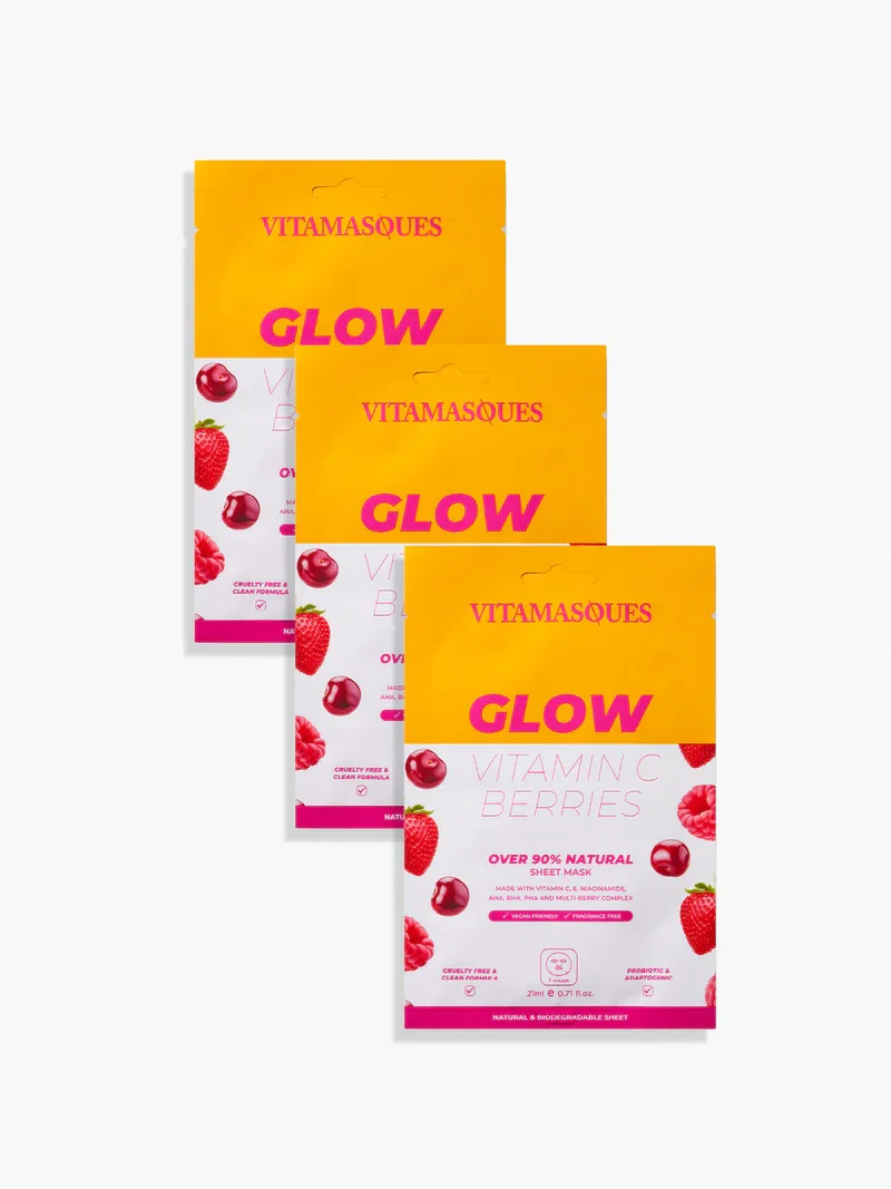 Glow Vitamin C Berries Face Sheet Mask by Vitamasques