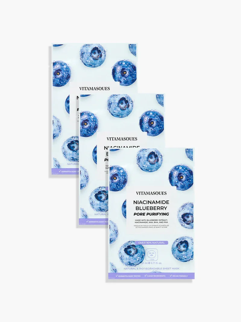 Niacinamide Blueberry Face Sheet Mask by Vitamasques