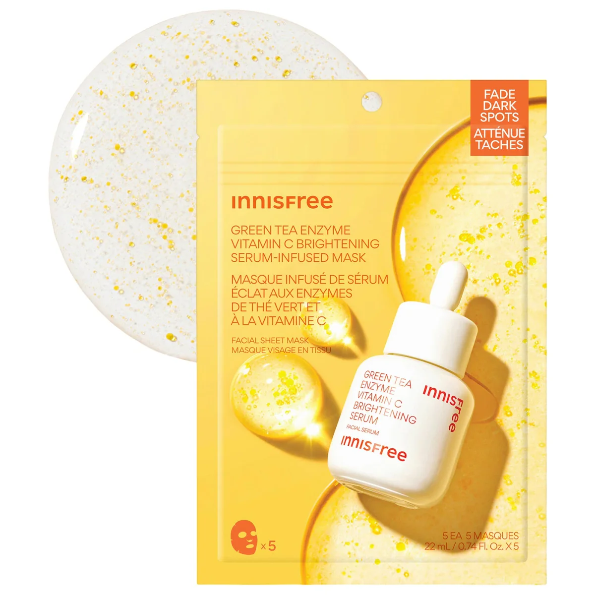 Green Tea Enzyme Vitamin C Brightening Serum-Infused Mask by innisfree