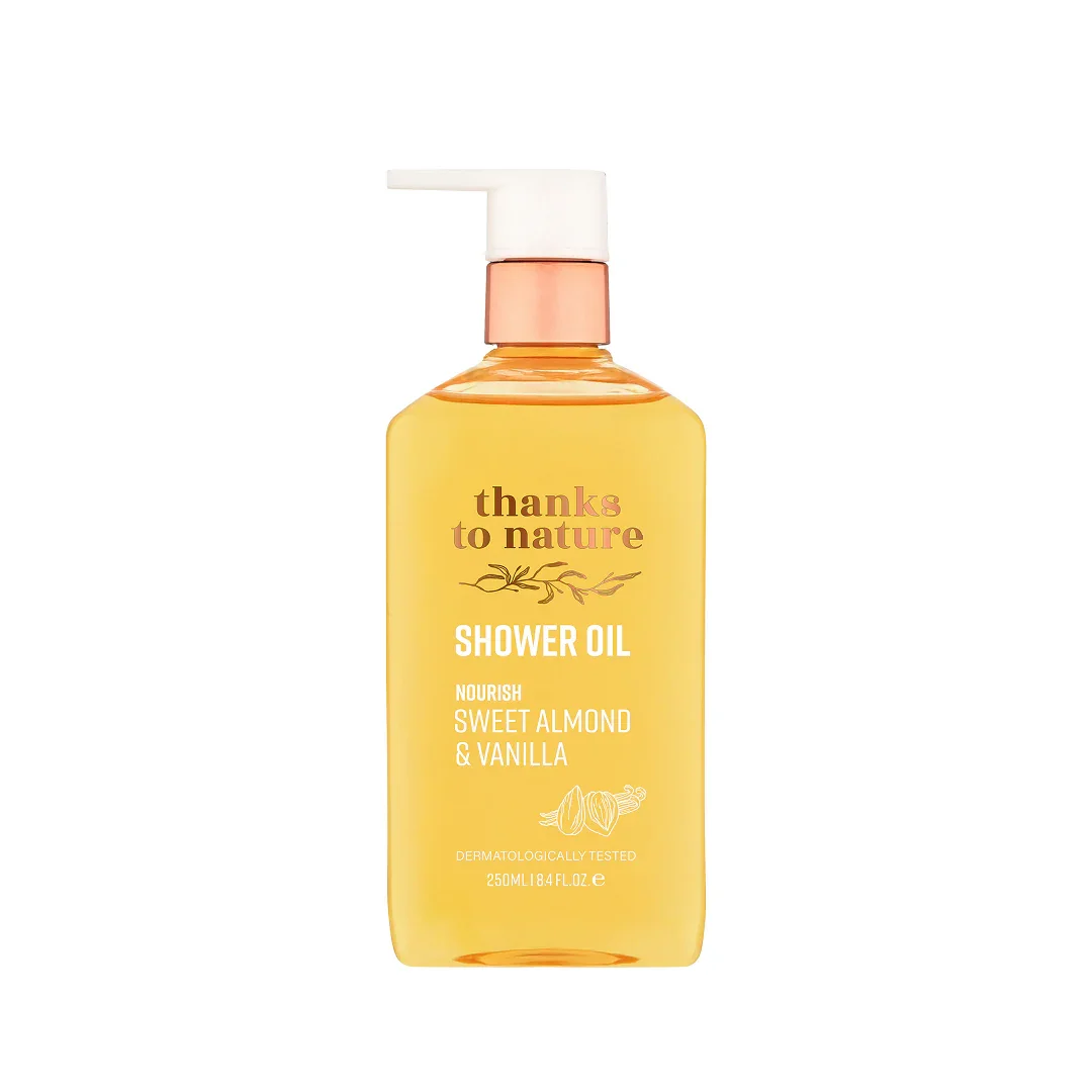 Nourish Sweet Almond and Vanilla Shower Oil by Thanks To Nature