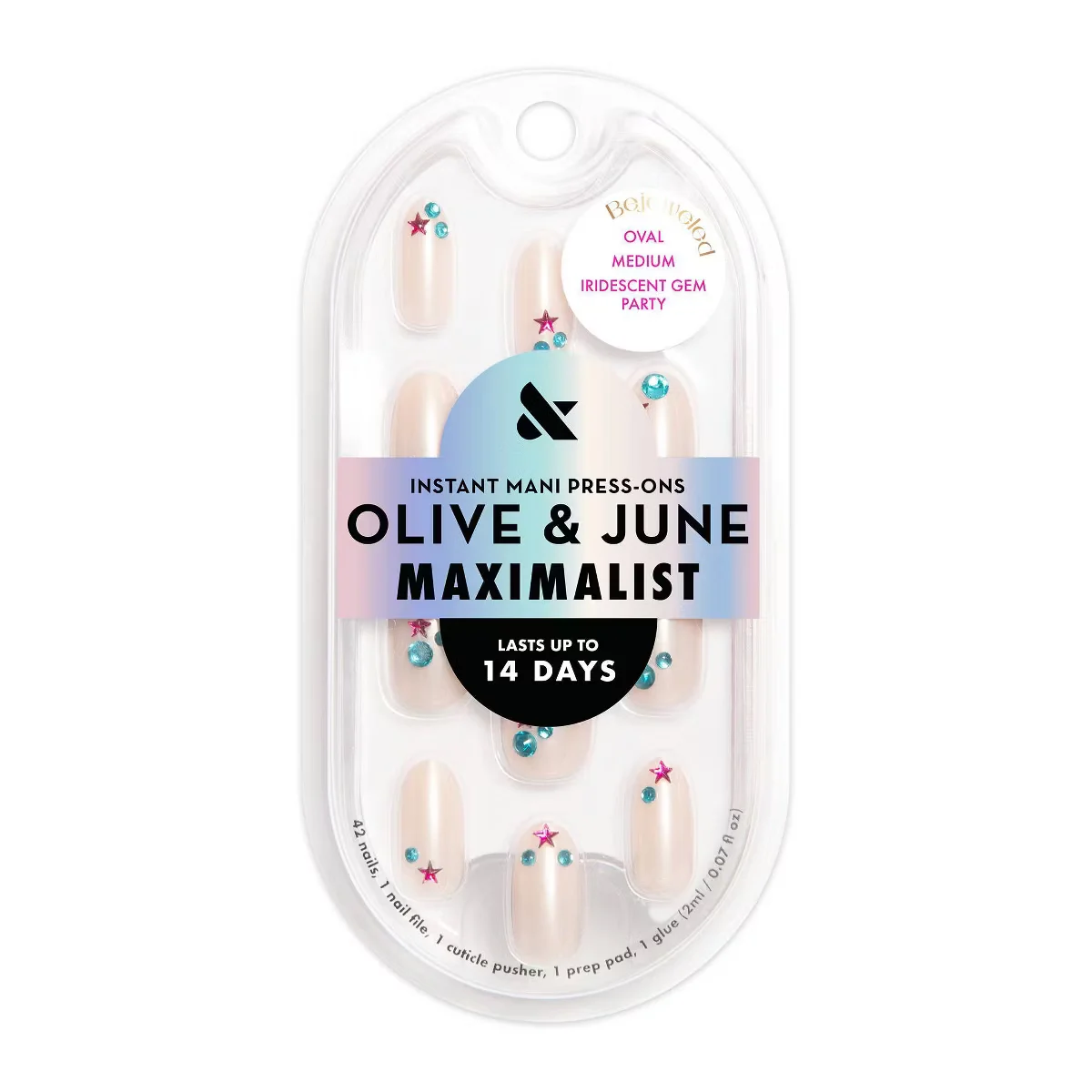 Iridescent Gem Party Bejeweled Oval Medium Instant Mani Press-Ons by Olive and June
