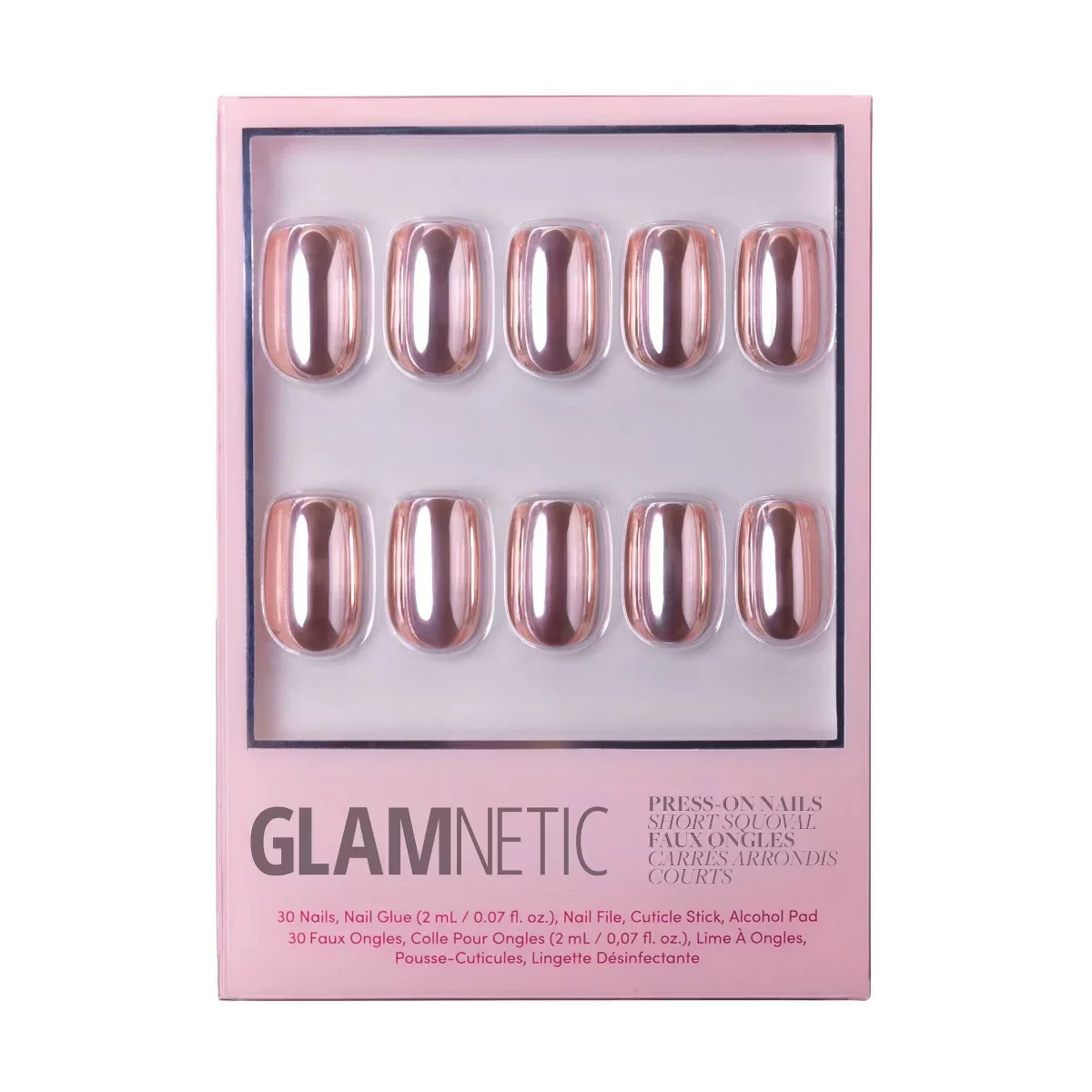 Rose Gold Short Squoval Press-On Nails by Glamnetic