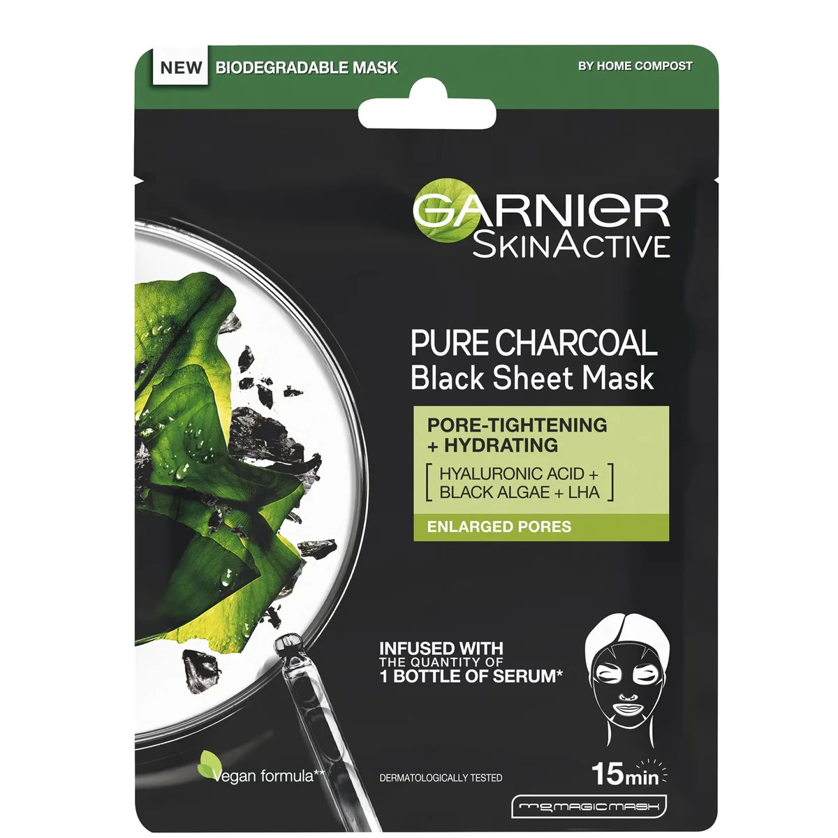 Charcoal and Algae Purifying and Hydrating Face Sheet Mask for Enlarged Pores by Garnier