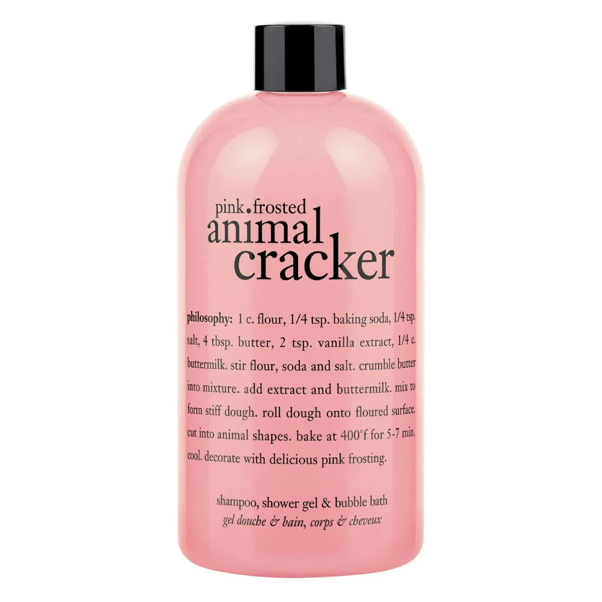 Pink Frosted Animal Cracker Shampoo, Shower Gel, & Bubble Bath by Philosophy