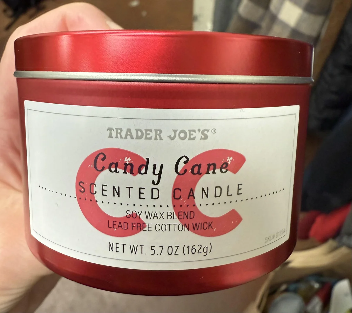 Candy Cane Scented Candle by Trader Joe's
