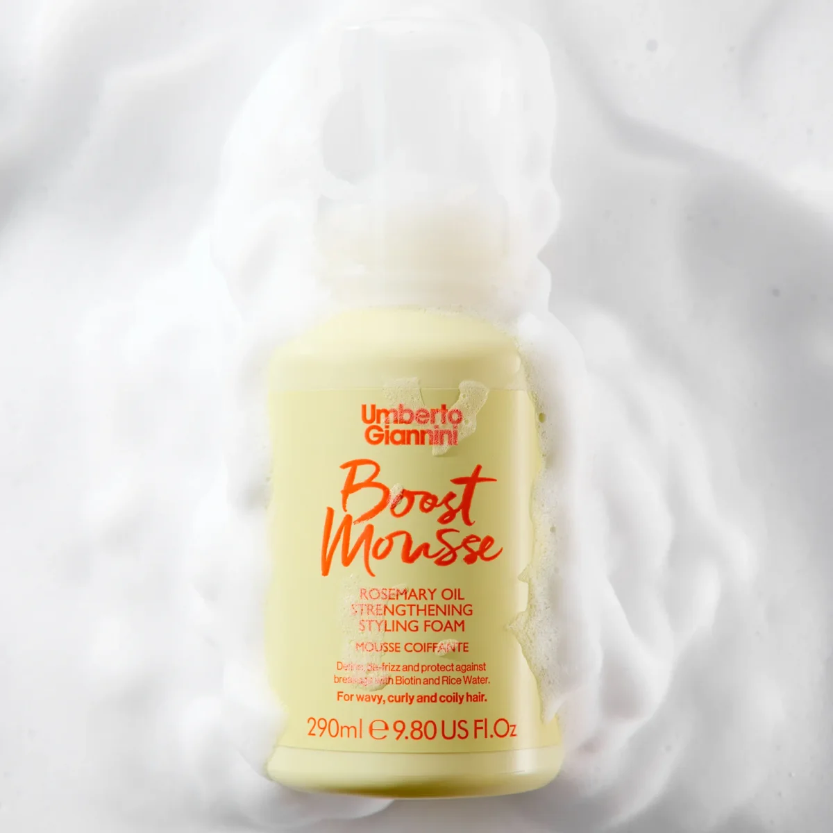 Strong Curls Boost Mousse Rosemary Oil Strengthening Styling Foam by Umberto Giannini