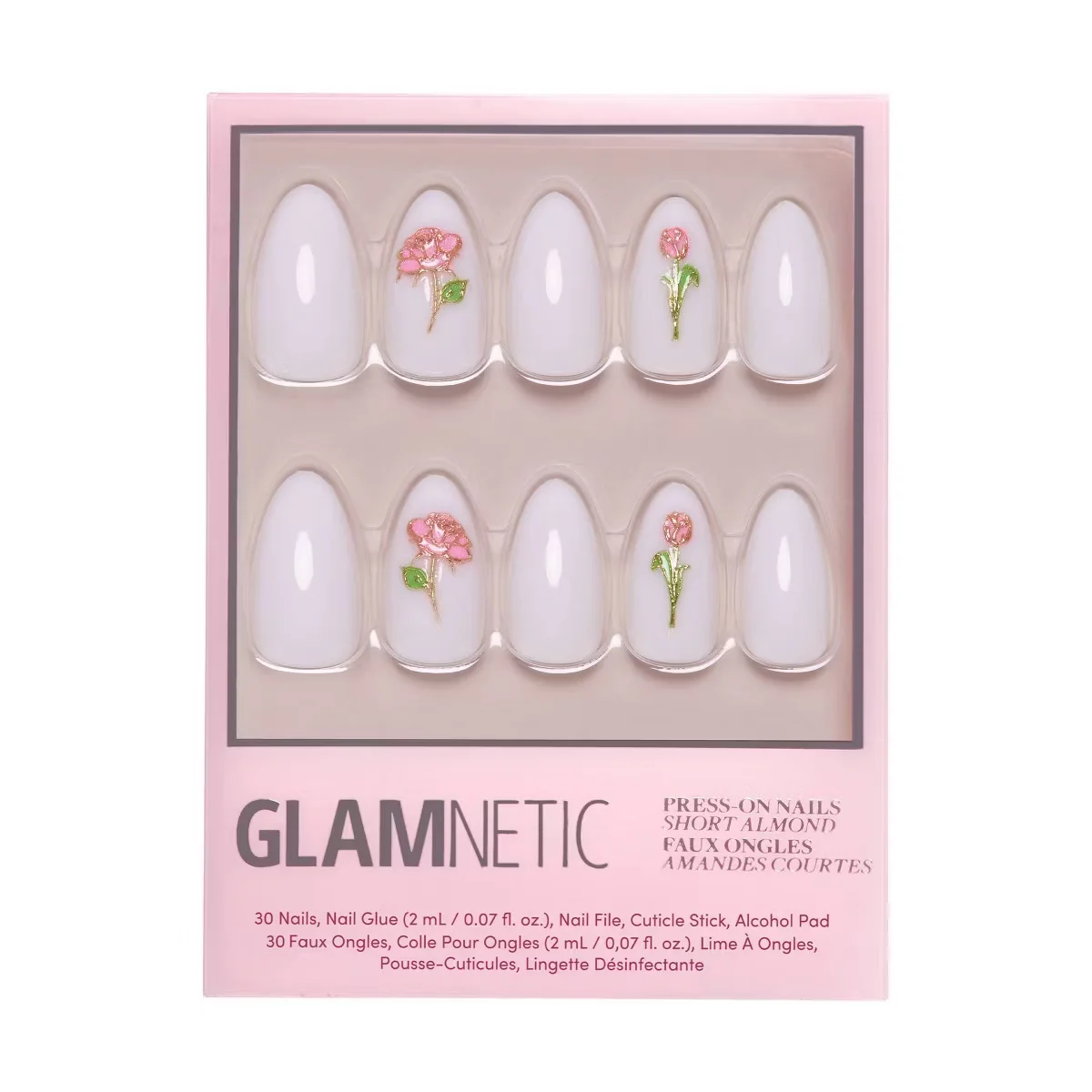 Floral Glow Short Almond Press-On Nails by Glamnetic