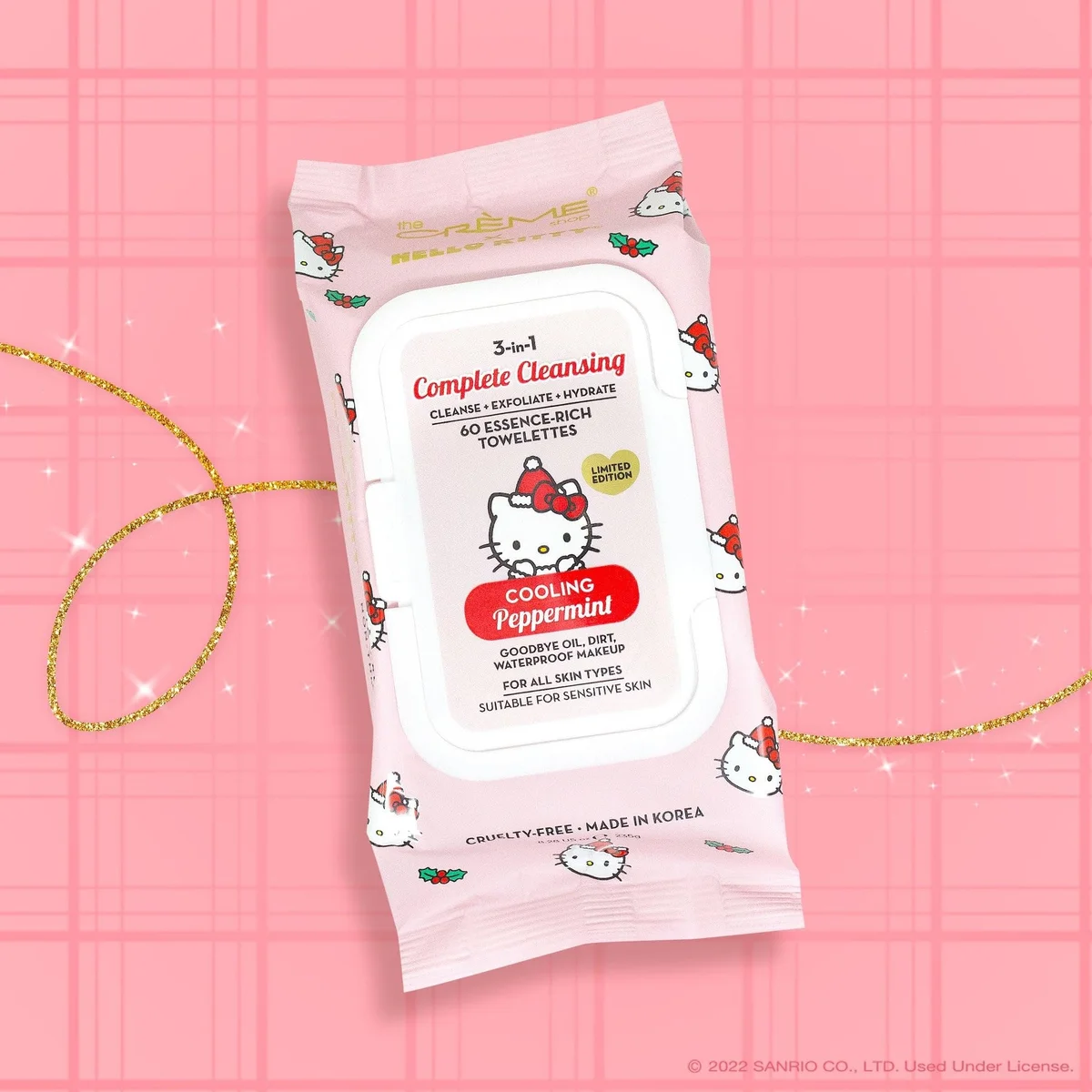 Hello Kitty Cooling Peppermint 3-In-1 Makeup Remover Towelettes by The Crème Shop